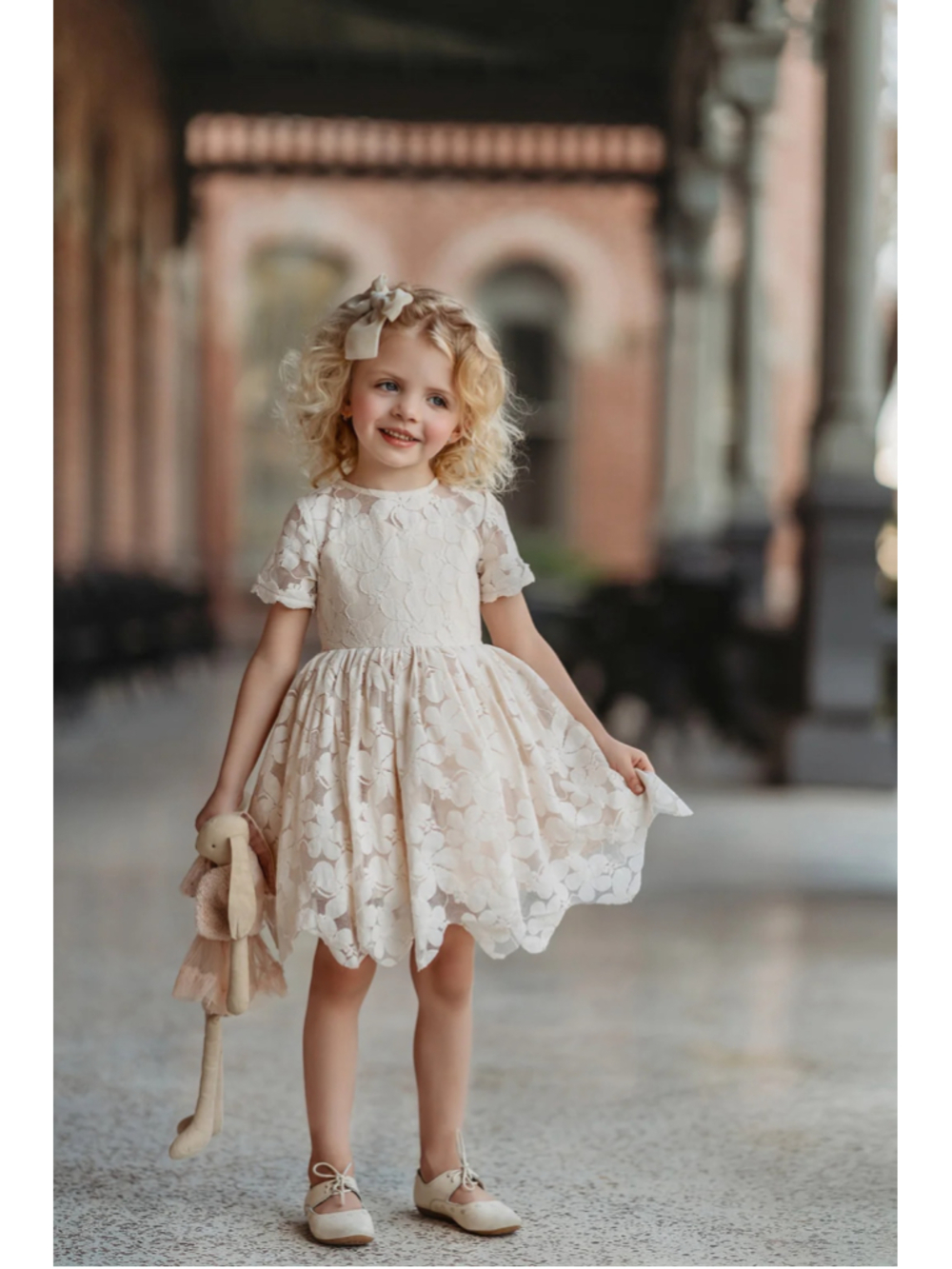Only Little Once Flower Girl Dress Evangeline Frock Ivory Lace 12